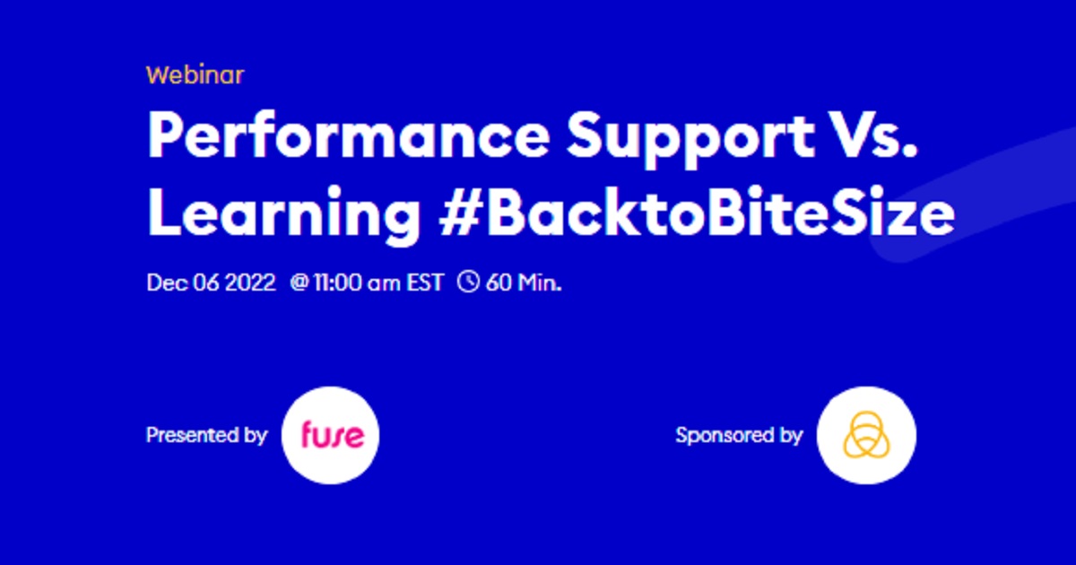 Performance Support Vs. Learning #BacktoBiteSize